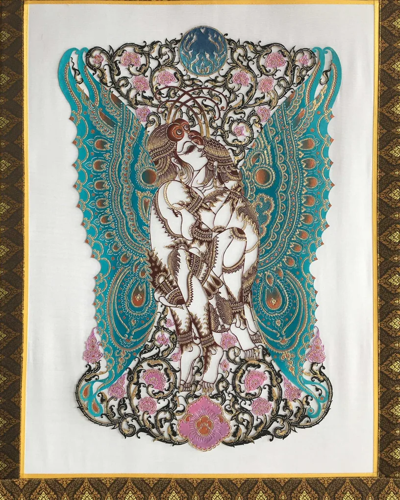 Spirit of Butterfly: a winged figure in teal, pink and black